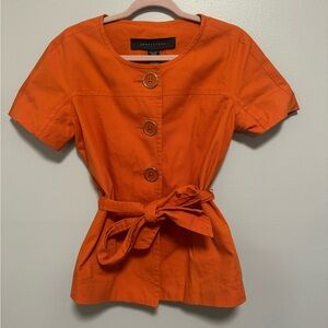 Anthropologie apostrophe Orange Chunky Button-Down Belted Top Jacket
